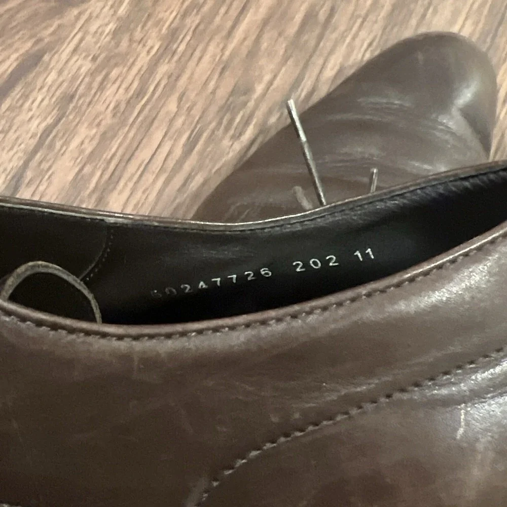 HUGO BOSS Brown Leather Oxford Dress Shoes Men's Size 11 Made In Italy